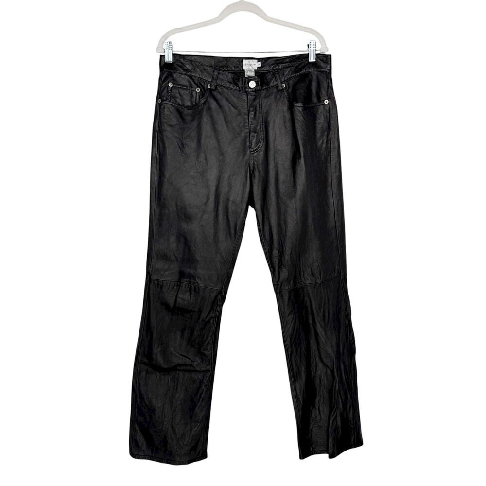 Calvin Klein Jeans Vintage 90s Y2K 100% Leather Soft Flexible Lined Pants Sz 14